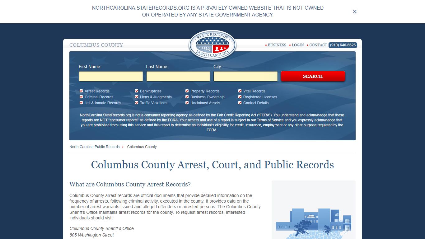 Columbus County Arrest, Court, and Public Records