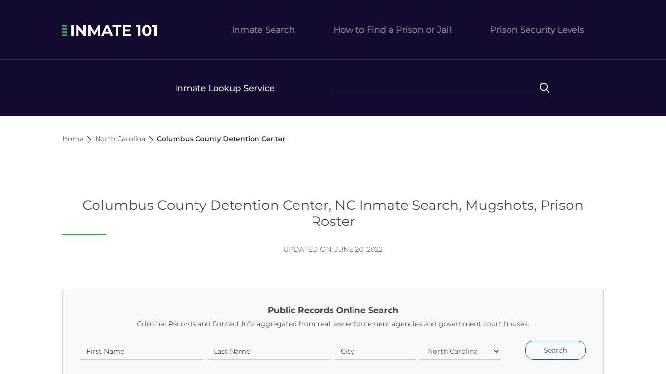 Columbus County Detention Center, NC Inmate Search ...